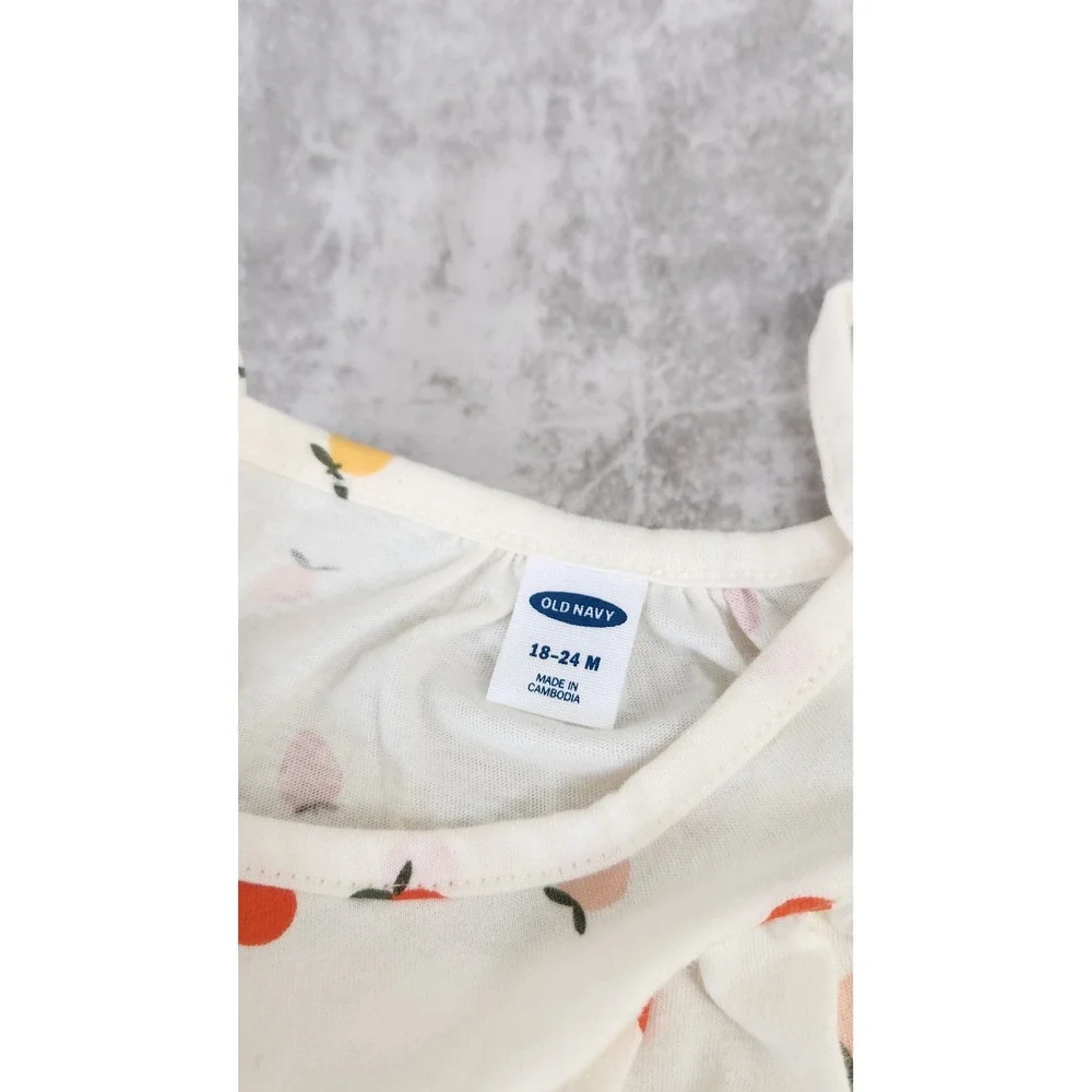 Old Navy Fruit Print Romper Toddler Girls 18-24M Cream NWT Sleeveless Cotton